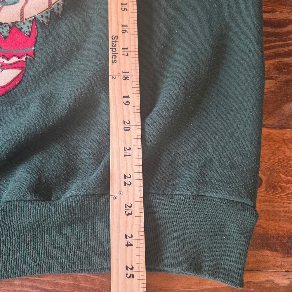 Jerzees Vintage 80s Christmas Angel Sweatshirt Green Crewneck L - Picture 4 of 8